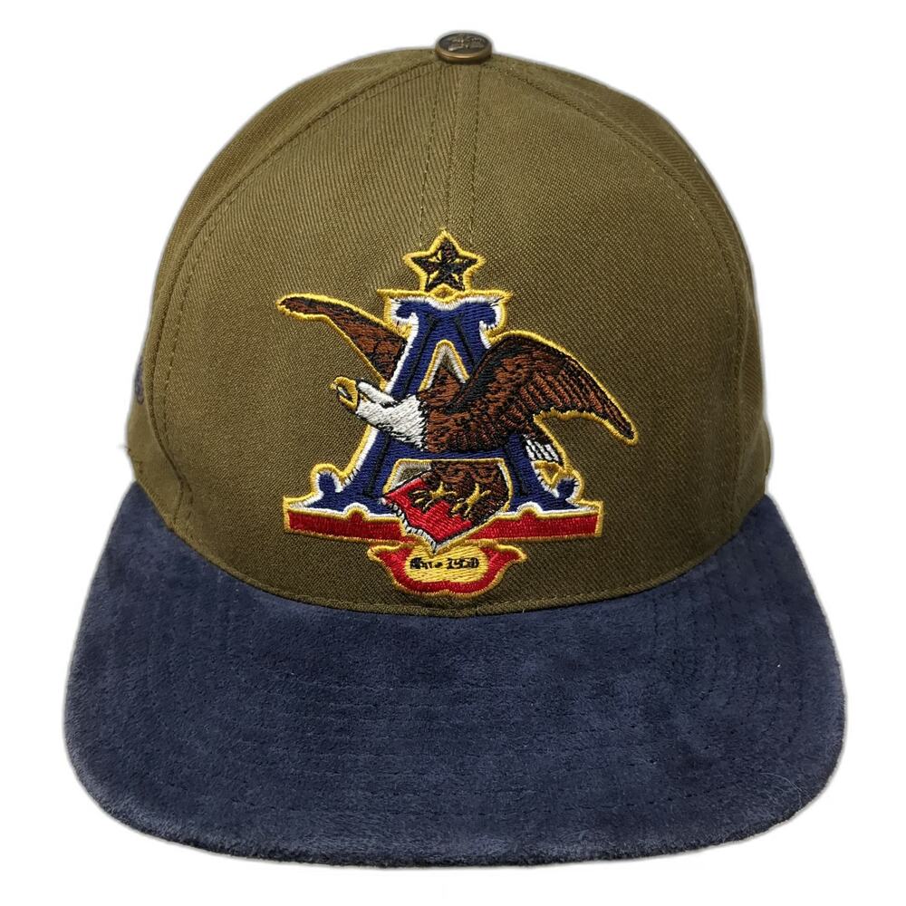 Anheuser Busch Eagle Logo Baseball Cap Green Blue One Size Suede Brim Hat USA
